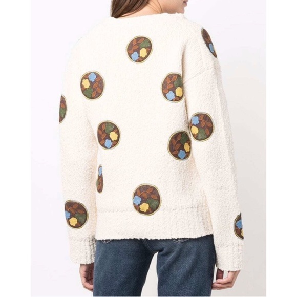 Tory Burch Rare Floral Crochet Patch Chunky Cardigan - Picture 3 of 11